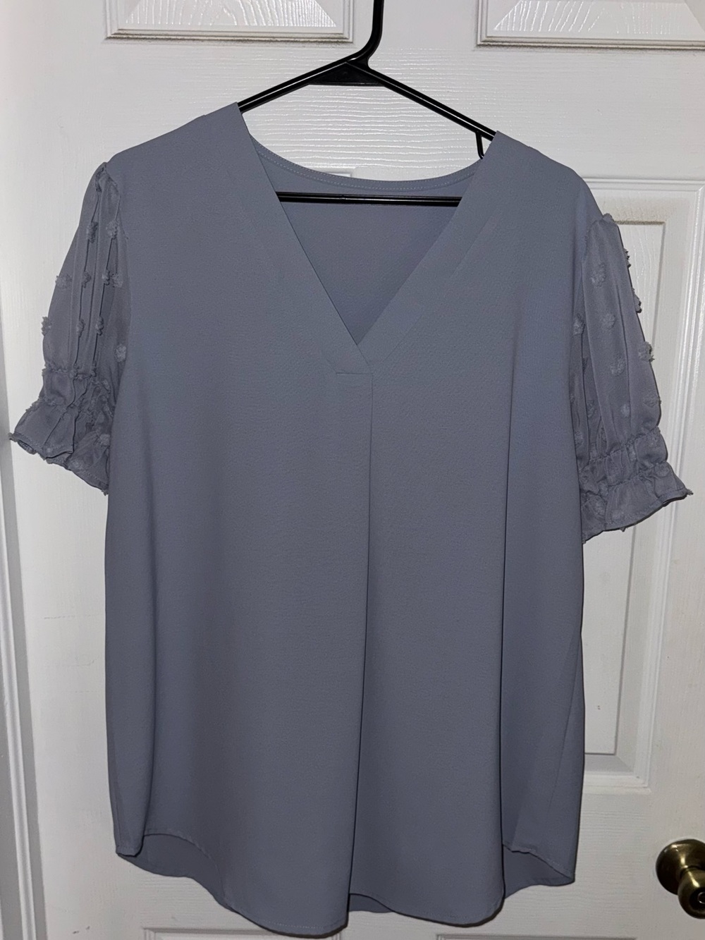 V-Neck Short Sleeve Blouse in Lavender